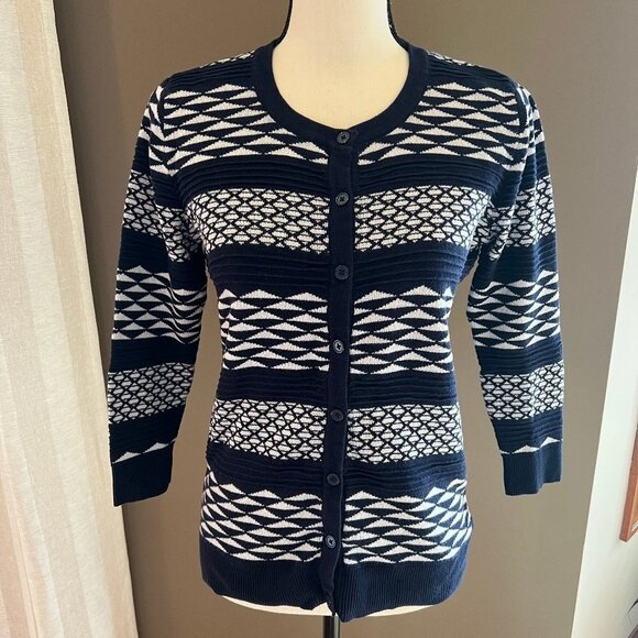Merona Sweaters - Merona Navy & White Cardigan Sweater, Size Small